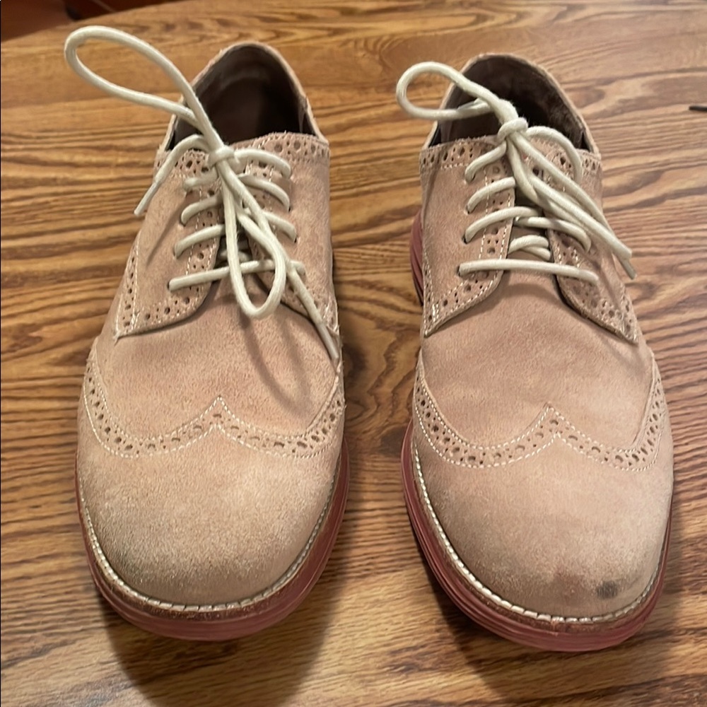Men's Beige Suede Brogue Shoes